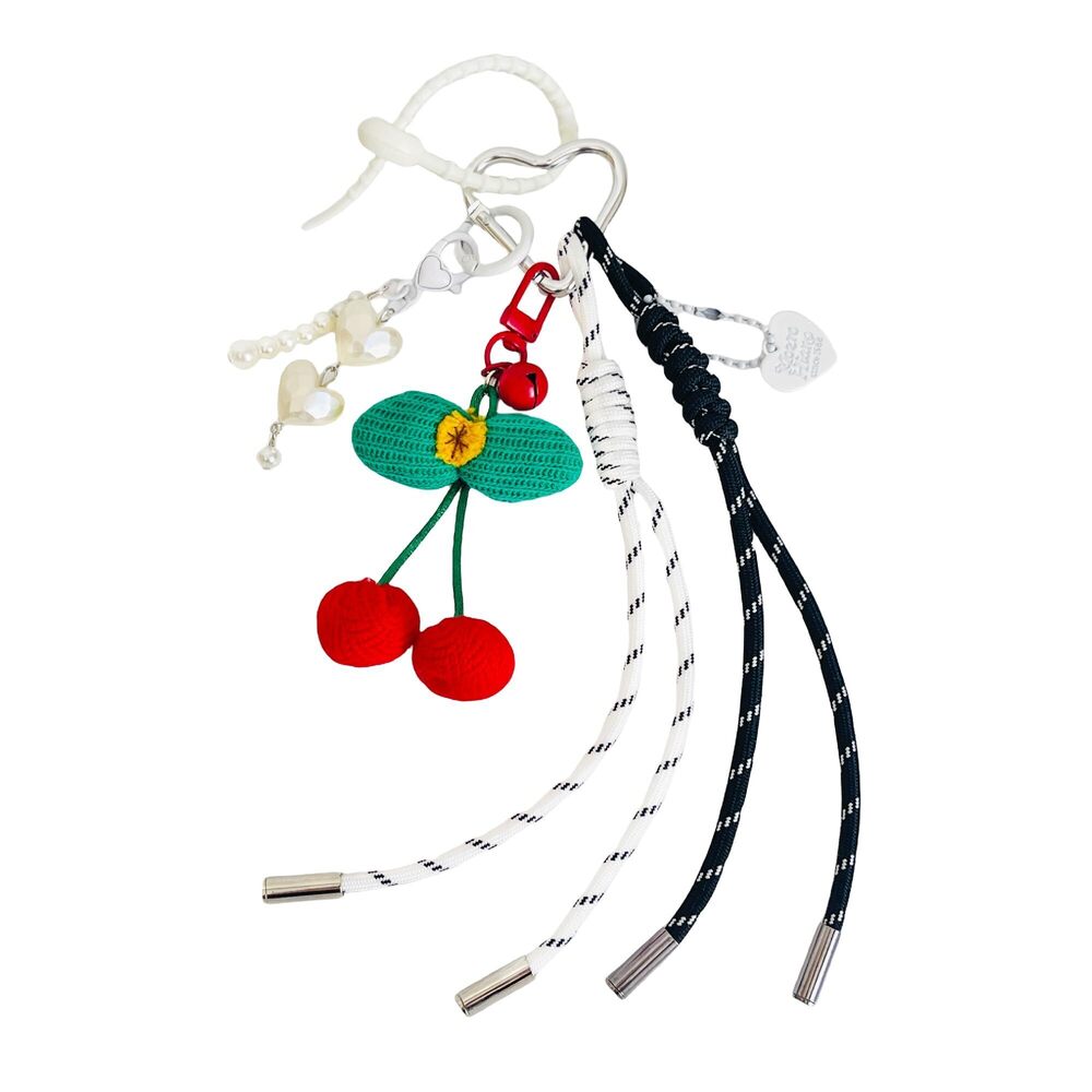 6442 Cute Cherry Braided Keychain Bag Charms for Handbag Purse Backpack